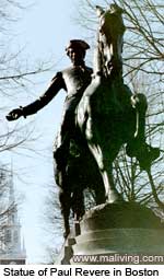 Massachusetts History - Statue of Paul Revere in Boston